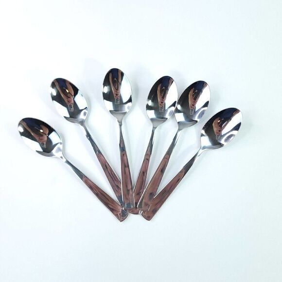Mikasa 6 Oval Small Soup Spoons 18/10 Stainless Flatware Ice Cream Coffee spoon - Picture 1 of 12